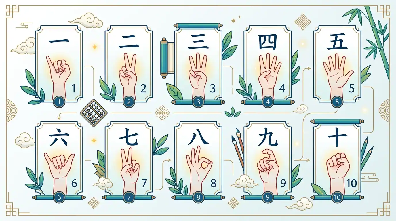 les 10 chiffres en chinois avec leur signe à la main