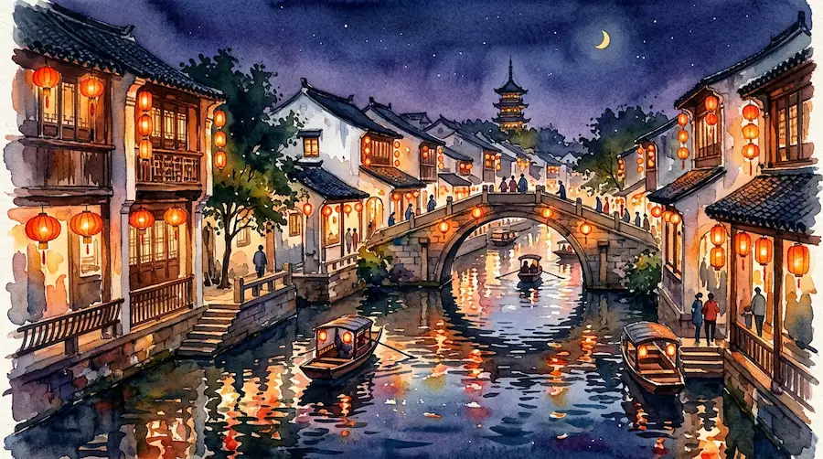 destination suzhou nuit sur le canal voyage chine